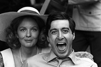 Diane Keaton and Al Pacino on the set of The Godfather, 1972