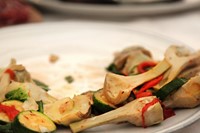 Artichokes, grilled courgettes and peppers
