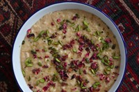 Cardamom rice pudding with pistachios and rose water