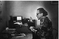 Charles Bukowski and his typewriter