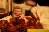 Chicken wings with blue cheese dressing at Bodeans
