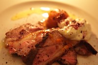 Rare Lamb with apricot, labneh and hibiscus salt