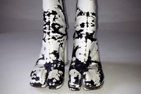 Distressed painted white Tabi boots, 2004