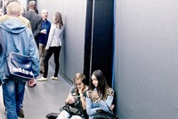On the Phone at London Fashion Week S/S15