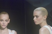 Models backstage at Versace