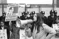Feminist campaigner in support of the Asian strikers. Mrs. D