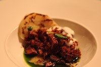 Ox heart with celeriac and buttermilk whey at The Gourmand