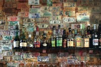 The wall of bank notes