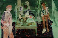 2. Salman Toor, Museum Boys (2021), Oil on panel, 