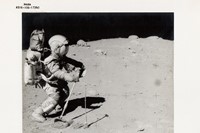 Charles Duke, John Young collects lunar samples, Apollo 16, 
