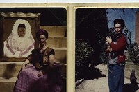 Left: Frida in the pyramid of the Blue House with her self-p