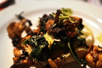 Fried wild mushrooms and kale