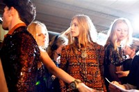 Models backstage at the Chanel Cruise show