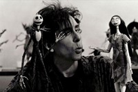 Director Tim Burton with figures from The Nightmare Before C