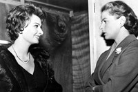 Sophia Loren visits Ingrid Bergman on the set of Indiscreet,
