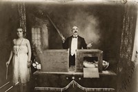 Photograph of the Mexican magician Professor Herrmann sawing