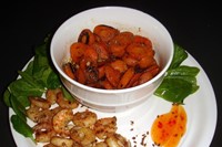 Spicy Carrots with Dijon Golden Brown Shrimps