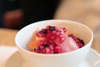 Dessert: Pomegranate, pear and blood orange salad with olive