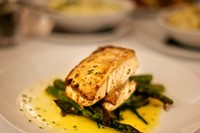 Grilled seabass with asparagus