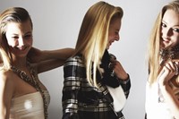 Lindsey Wixson, Julia Nobis and Katya Riabynikina at Versace