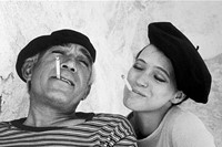 Anthony Quinn and Anna Karina on the set of Guy Green&#39;s The 