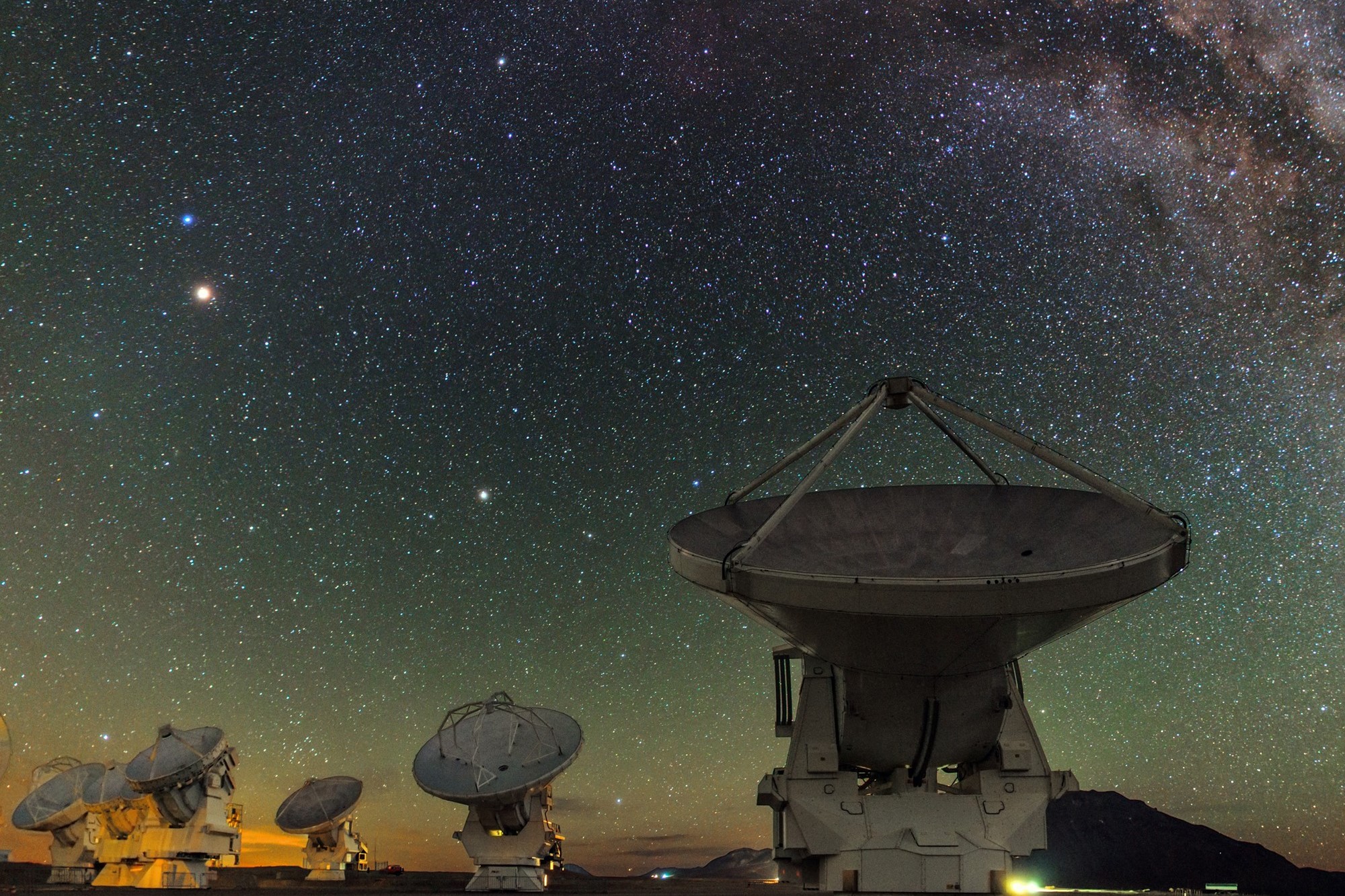 ALMA antennas beneath the central regions of the Milky Way
