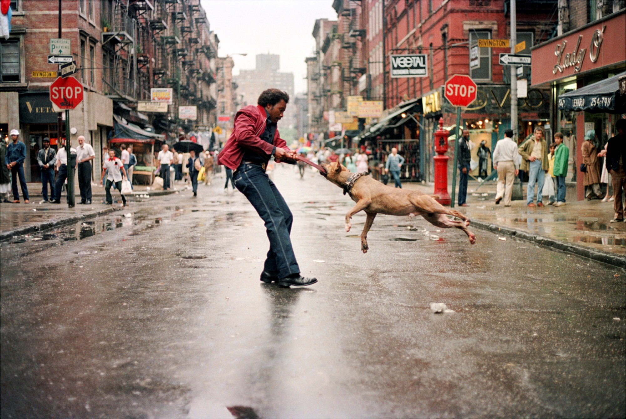 Jamel Shabazz, Man and Dog, NY 1980