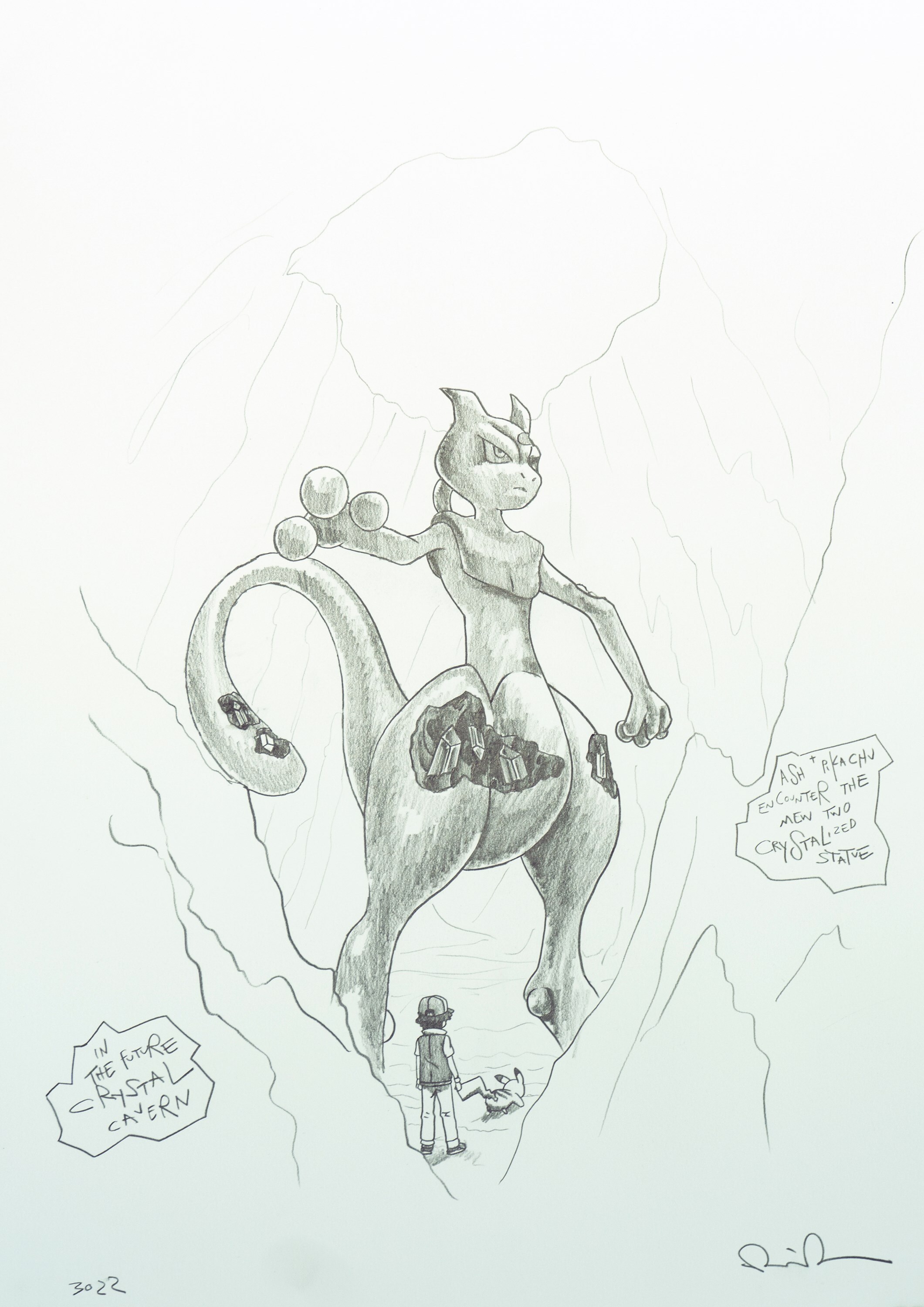 Study for Field Animation_ Crystalized Mewtwo, Ash