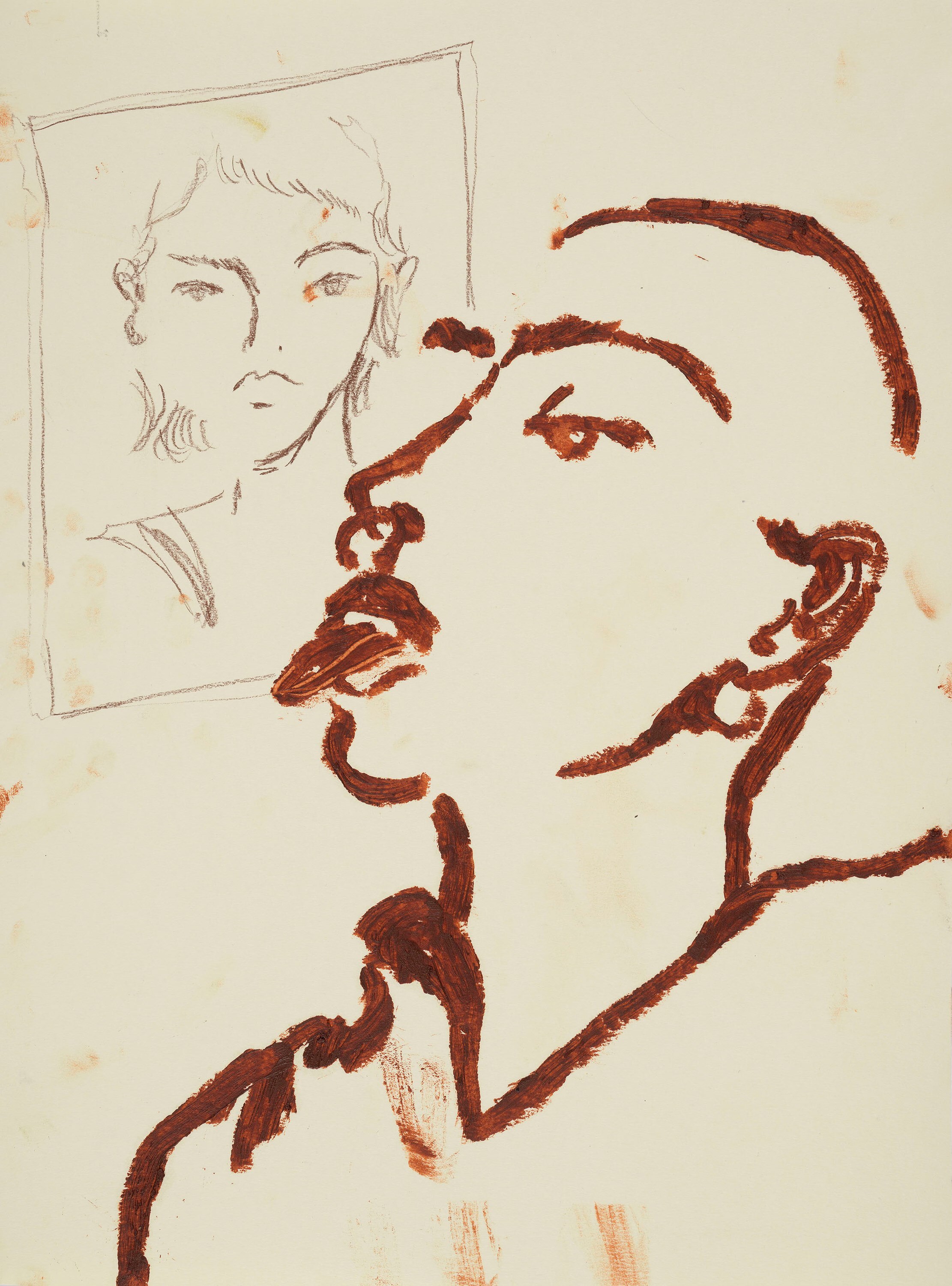 Andi and Leo , 2020 Oil bar and pencil on paper 40