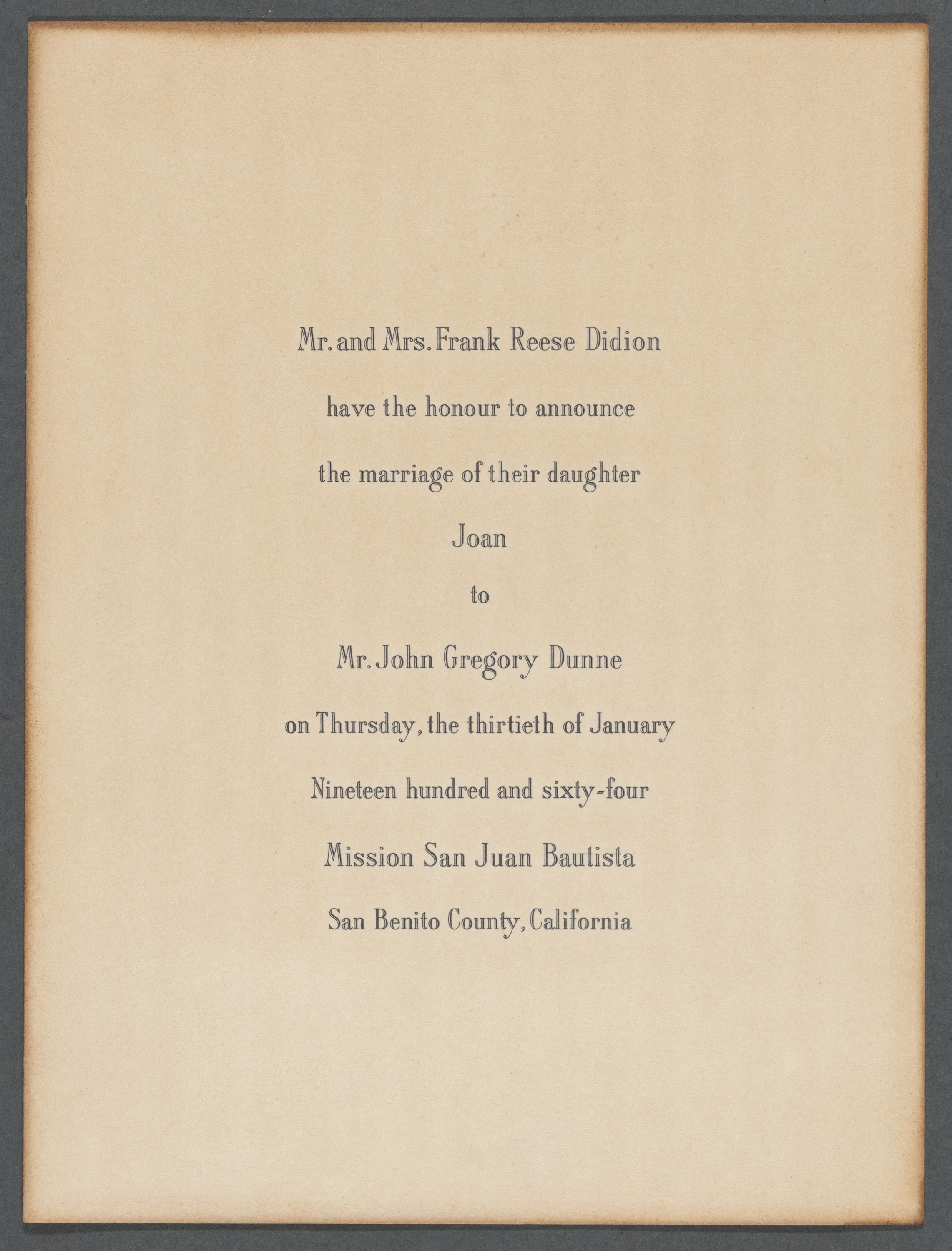 The Joan Didion Archive Notes to John Gregory Dunne