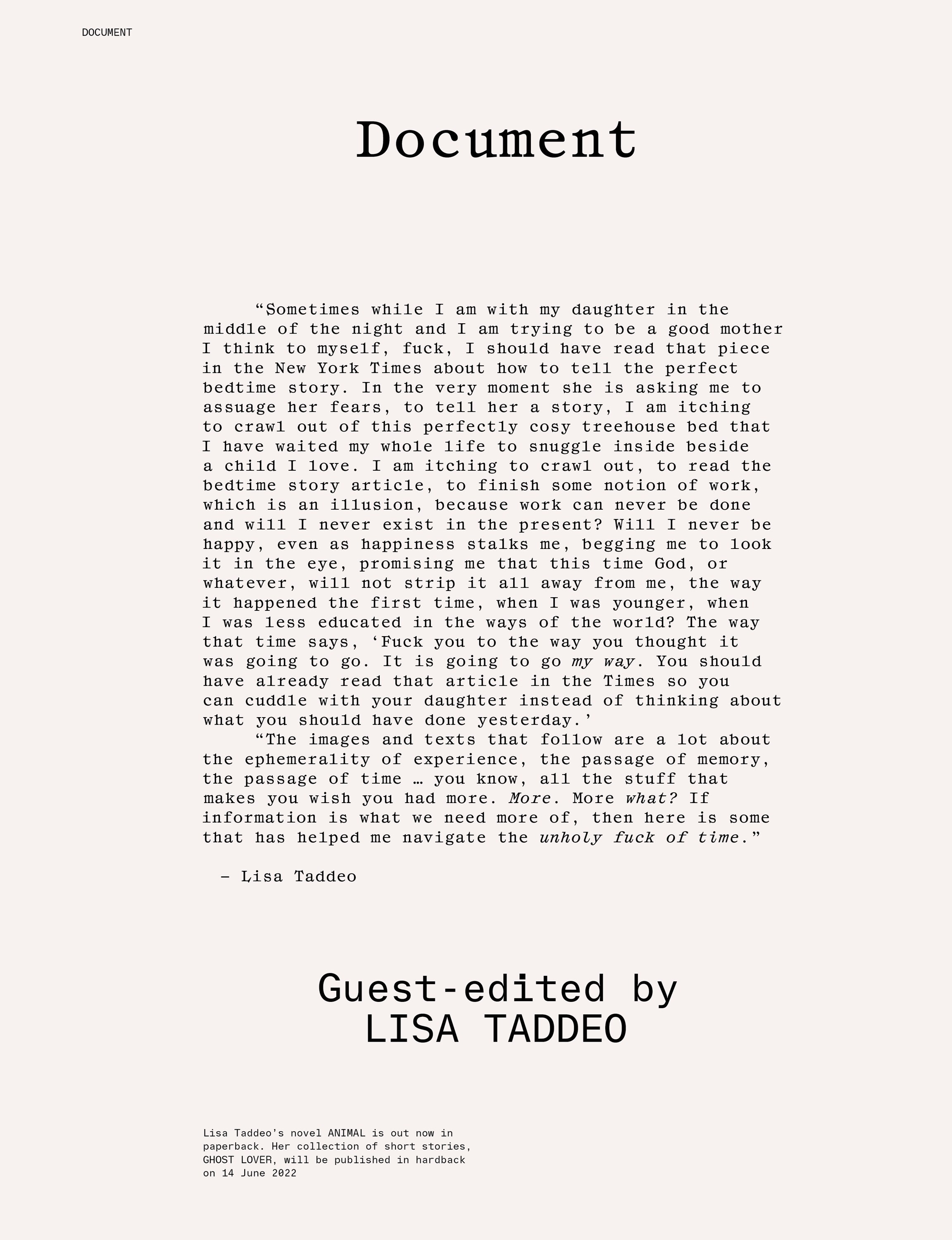 Lisa Taddeo&#39;s Document for AnOther Magazine Spring/Summer 20