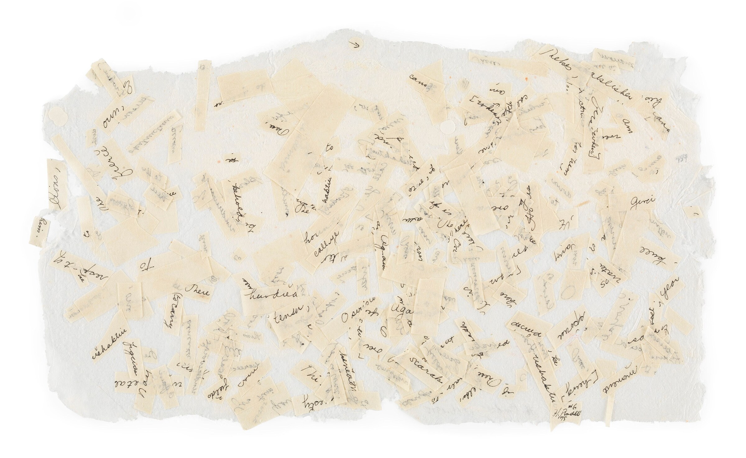 Howardena Pindell, Text, 1975 Ink on paper collag