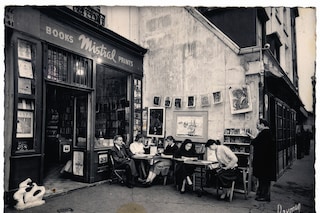 George Whitman outside Shakespeare and Company