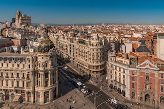 Panoramic view of Gran Via in Madrid