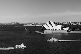 harbour and boats black and white