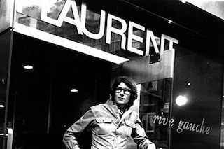 Yves Saint Laurent outside his first London Rive Gauche stor