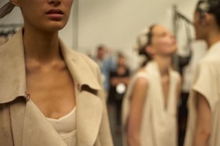 Models backstage at Alexander Wang