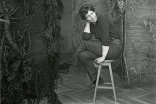 Magdalena Abakanowicz in her worshop, aprox. 1968 
