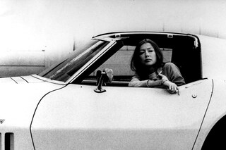 Joan Didion in her Chevy Corvette Stingray, Hollywood, 1974
