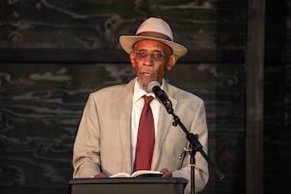 Linton Kwesi Johnson in the Serpentine Pavilion 2022, Black