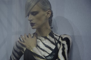 Kristen McMenamy backstage at Louis Vuitton