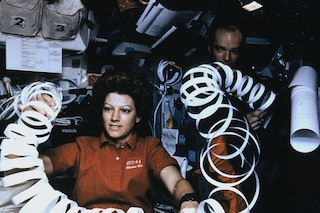 Pilot Eileen handles transmitted messages from ground contro