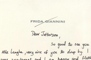 A note from Frida Giannini to editor in chief, Jefferson Hac