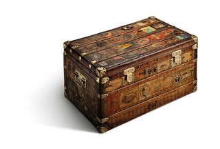 Mail trunk in striped canvas, 1885