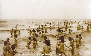 Boys swimming naked at Hove