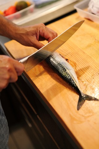 Mark Hix scoring the mackerel