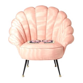 Moiré armchair with embroidered butterfly