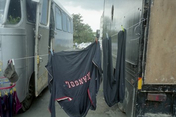 Clothes line, site, Prague carpark, 1999