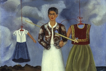 frida kahlo blue dress Frida Kahlo with Birds in Blue Dress Sticker