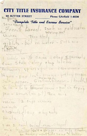 Marilyn Monroe&#39;s Stuffing Recipe
